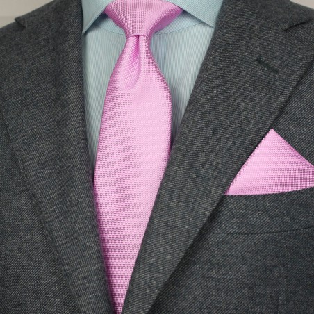 Matte Woven Tie Set in Carnation Pink Styled