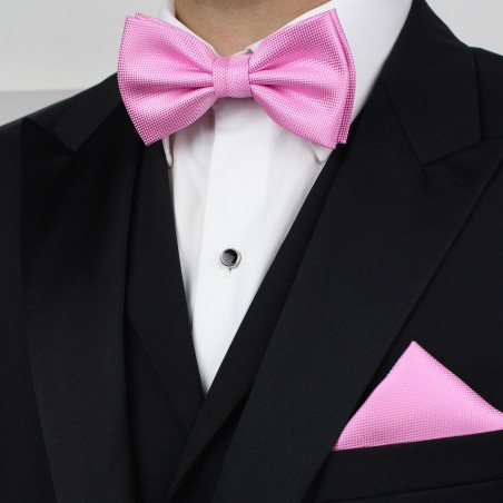 Carnation Pink Bow Tie in Matte Finish Styled