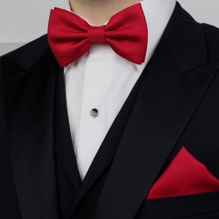 Bright Red BowTie Set in Matte Finish Styled