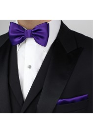 Regency Purple Bowtie and Pocket Square Set Styled