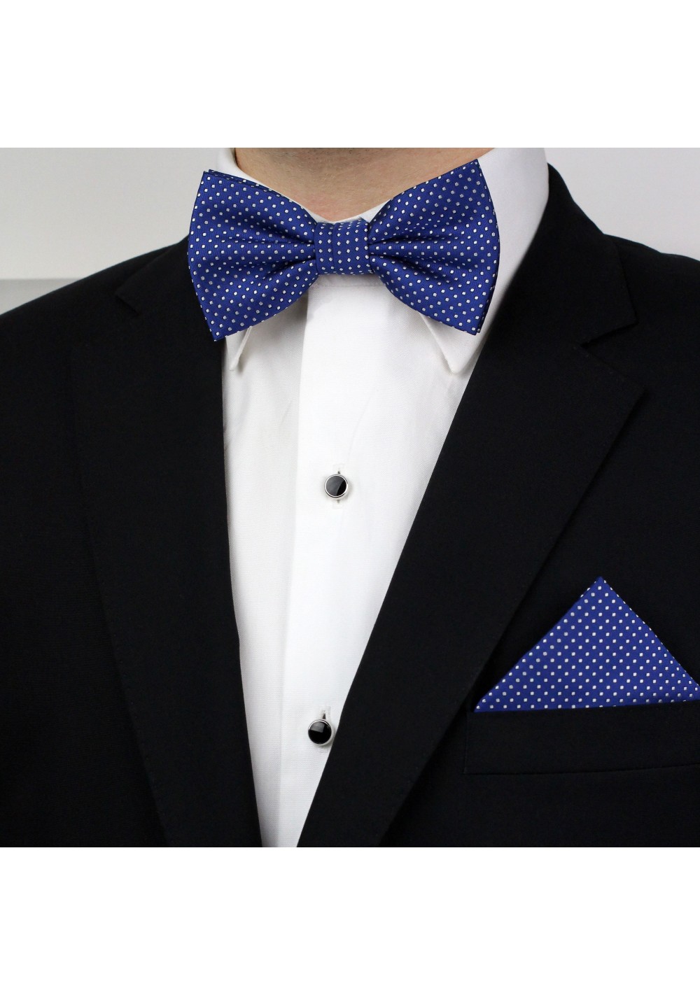 Bowtie Hanky Set in Sapphire Blue | Mens Bow Tie with Pin Dots in ...