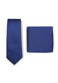 Royal Blue Pin Dot Tie and Hanky Set