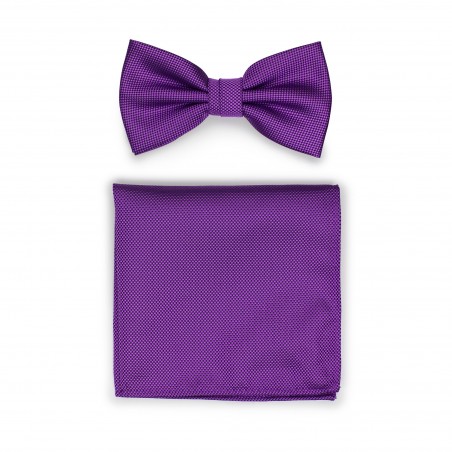 Violet Purple Bow Tie Set in Matte Textured Weave