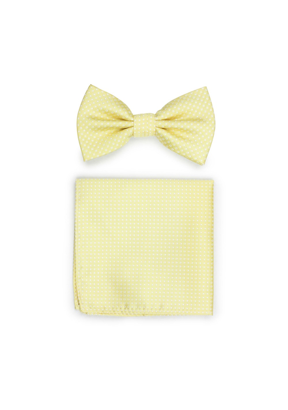 Soft Yellow Pin Dot Bow Tie Set