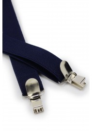 Elastic Band Suspenders in Classic Navy Clips
