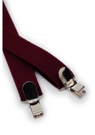 Burgundy Red Elastic Band Suspenders Clips