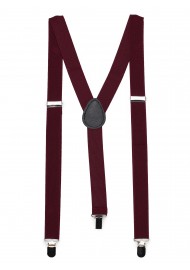 Burgundy Red Elastic Band Suspenders