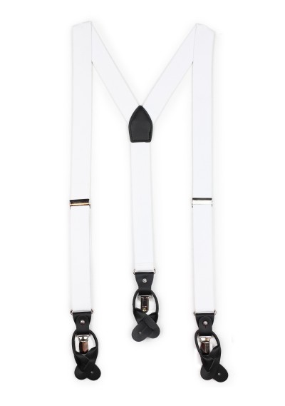 Elegant White Elastic Band Suspenders