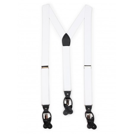 Elegant White Elastic Band Suspenders