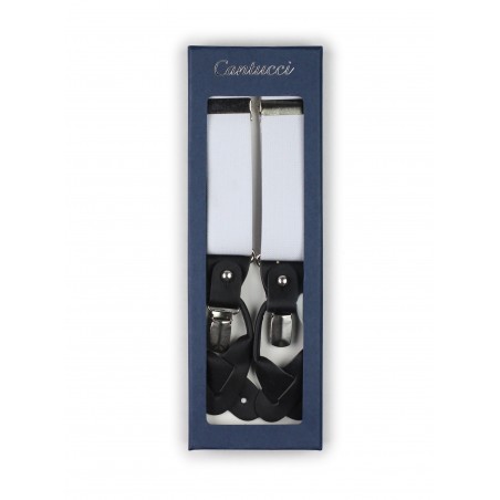 Elegant White Elastic Band Suspenders in Box