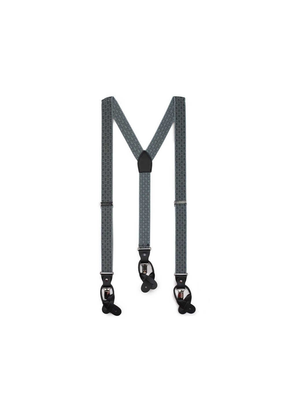 check plaid gray elastic suspenders