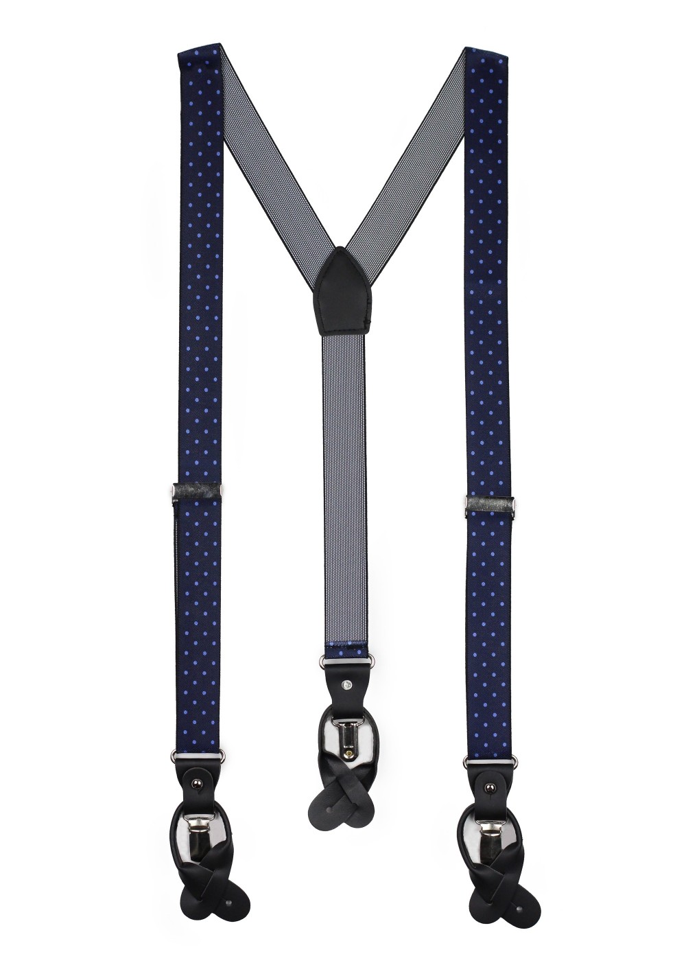 Navy mens polka dot suspenders