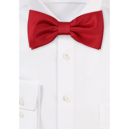 Satin Bow Tie in Cherry Red
