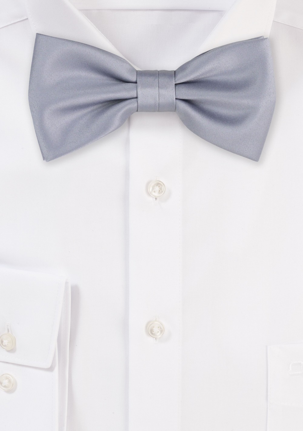 Shiny Silver Bow Tie