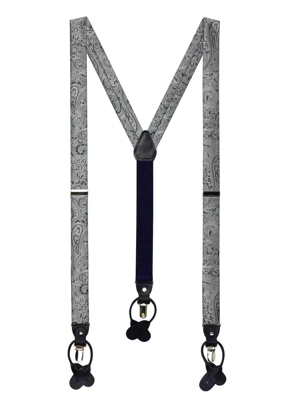 Mercury Silver Paisley Suspenders