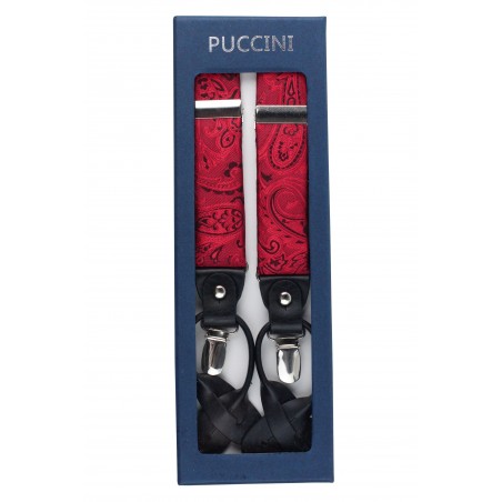 Ruby Red Paisley Suspenders in box