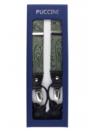Moss Green Paisley Suspenders in Box