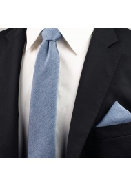 Steel Blue Skinny Tie Set Styled