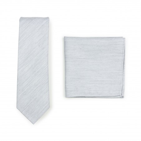 Skinny Tie and Hanky Set in Mystic Gray