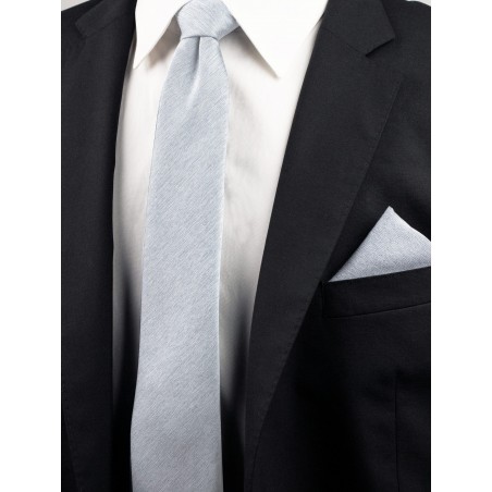 Skinny Tie and Hanky Set in Mystic Gray Styled