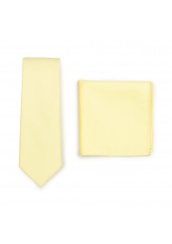 Matte Skinny Tie and Hanky Set in Lemon Chiffon