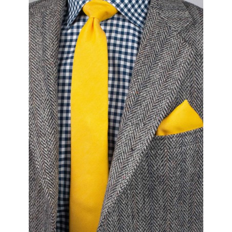 Matte Skinny Tie Set in Marigold Styled