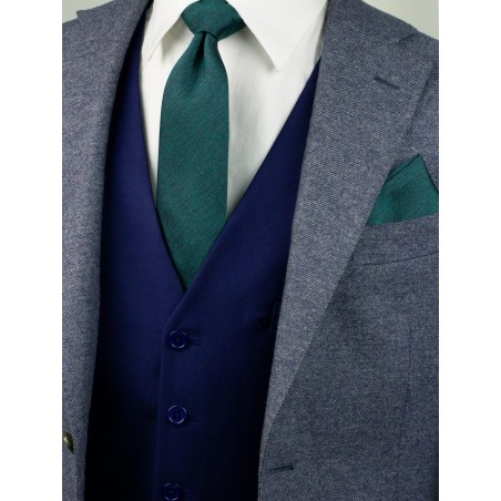Skinny Tie Set in Gem Green Styled