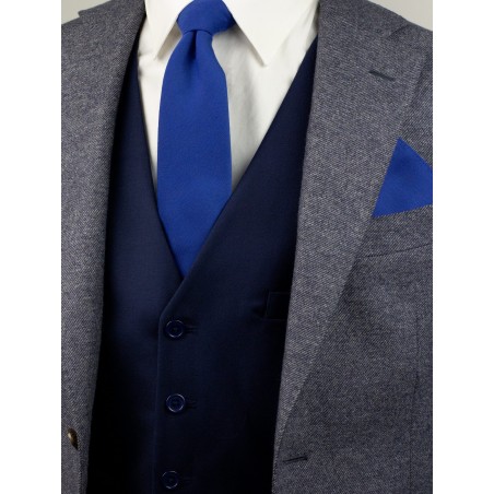Marine Blue Skinny Tie Set Styled