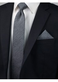 Charcoal Skinny Tie Set Styled