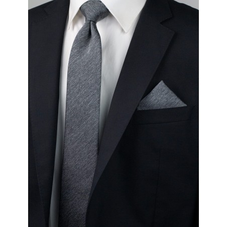Charcoal Skinny Tie Set Styled