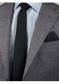 Matte Black Skinny Tie Set Styled