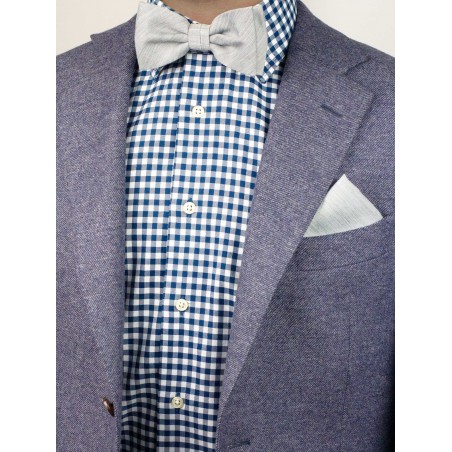 Linen Textured Bowtie Set in Mystic Gray Styled