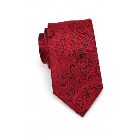 Modern Paisley Tie in Ruby Red