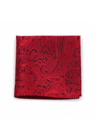 Modern Paisley Pocket Square in Ruby Red