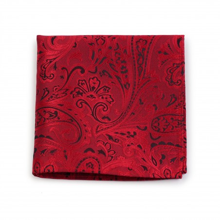 Modern Paisley Pocket Square in Ruby Red