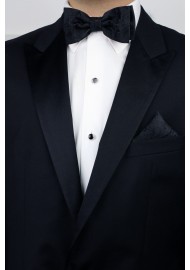 Paisley Mens Bow Tie Set in Black Styled with Tux Jacket