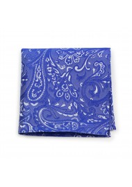 Formal Summer Paisley Pocket Square in Morning Glory Blue