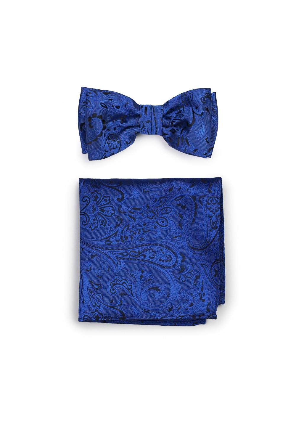 New formal Paisley Self-tied Bow Tie & Pocket Square Hankie Set Navy Blue Green 