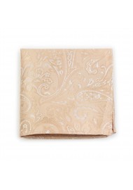 Mens Paisley Pocket Square in Golden Champagne