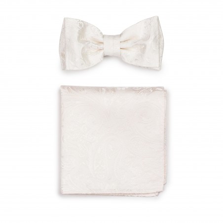 Formal Paisley Bow Tie Set in Ivory