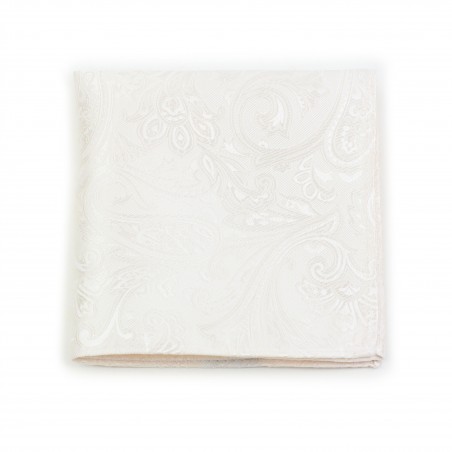 Formal Paisley Pocket Square in Ivory