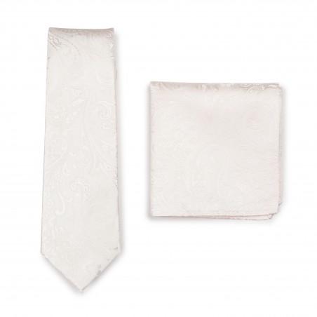 Wedding Paisley Tie Set in Ivory
