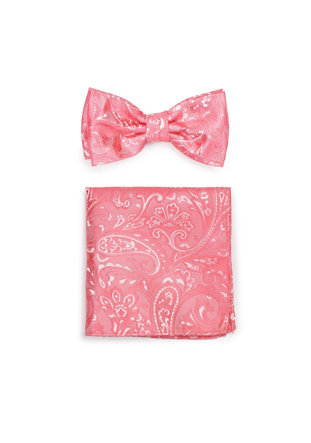 Wedding Paisley Bow Tie Set in Coral