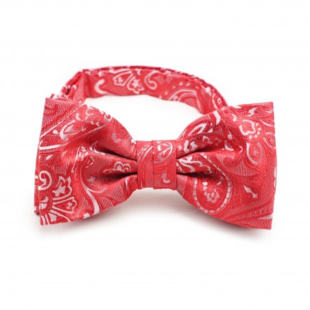 Woven Paisley Bow Tie in Poppy Red