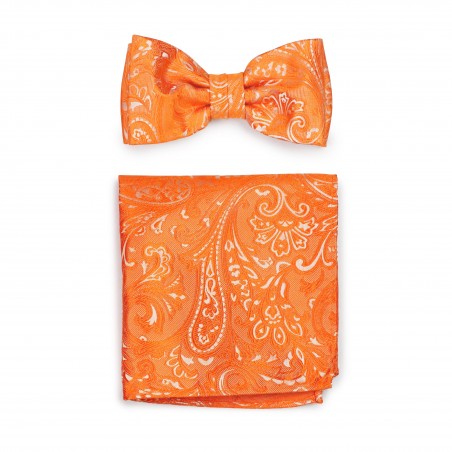 Summer Wedding Bow Tie Set in Mandarin