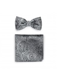 Paisley Bow Tie Combo Set in Mercury Silver