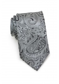Woven Paisley Tie in Mercury Silver