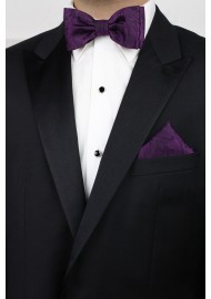 Mens Paisley Bow Tie and Hanky in Berry Styled
