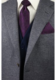 Paisley Necktie and Pocket Square in Berry Styled