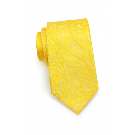 Canary Yellow Paisley Necktie